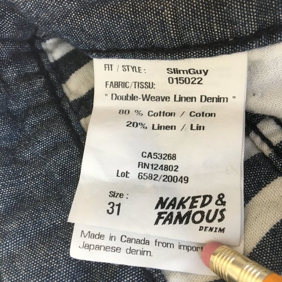 Naked & Famous Slim Guy Linen Blended Jeans 31 - Picture 8 of 11